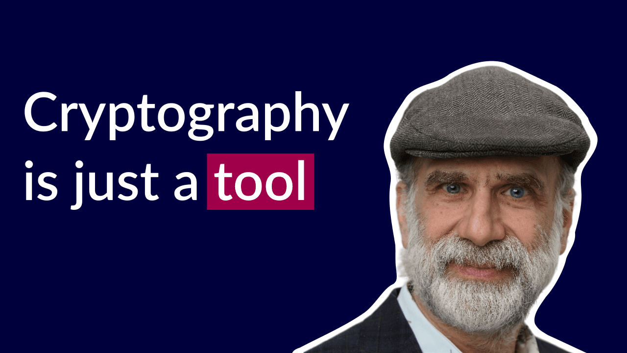 Bruce Schneier on democracy in the context of cryptography, security, e-voting, AI, power and trust cover art