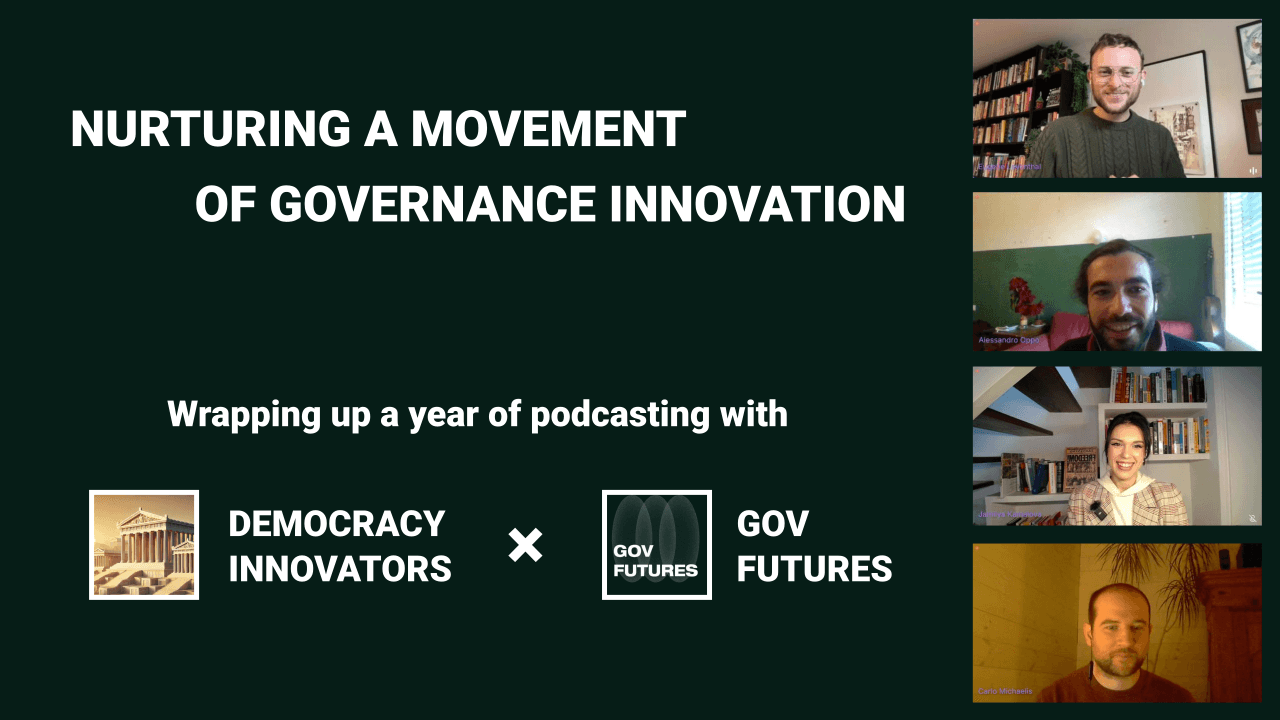 Cross-podcast dialogue on governance, democracy, and institutional innovation cover art